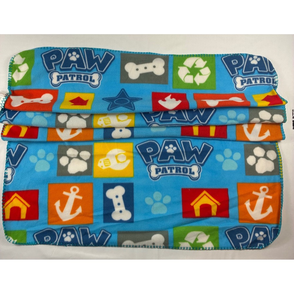 Paw Patrol Fleece Throw Blanket Kids Blue Logo Symbols All Over Print Good